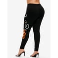 thumbnail image 3 of Rosegal Women's Plus Size Pumpkin Cat Spider Print Halloween Leggings, 3 of 4