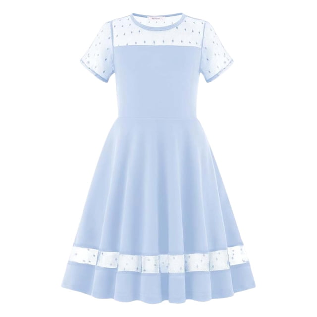 Robes Tendance pour Filles pour Usage Quotidien Décontracté Robe Classique à Col Rond en Maille pour Âges 6 13 Tenue Parfaite Printemps et Été avec Options de Coiffure Polyvalentes