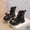 Black, variant on Girls Bow Accent Ankle Boots Side Zipper Lace up Soft Sole Leather Cute Short Martin Booties for Fall Winter Party & School Outfits Black 11 Little Kids(27)