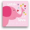 Sandra Magsamen Personalized Elephant Canvas Wall Art, 12" x 12", Pink