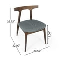 thumbnail image 3 of GDF Studio Danmore Mid Century Modern Fabric Upholstered Dining Chairs, Set of 2, Walnut and Gray, 3 of 8