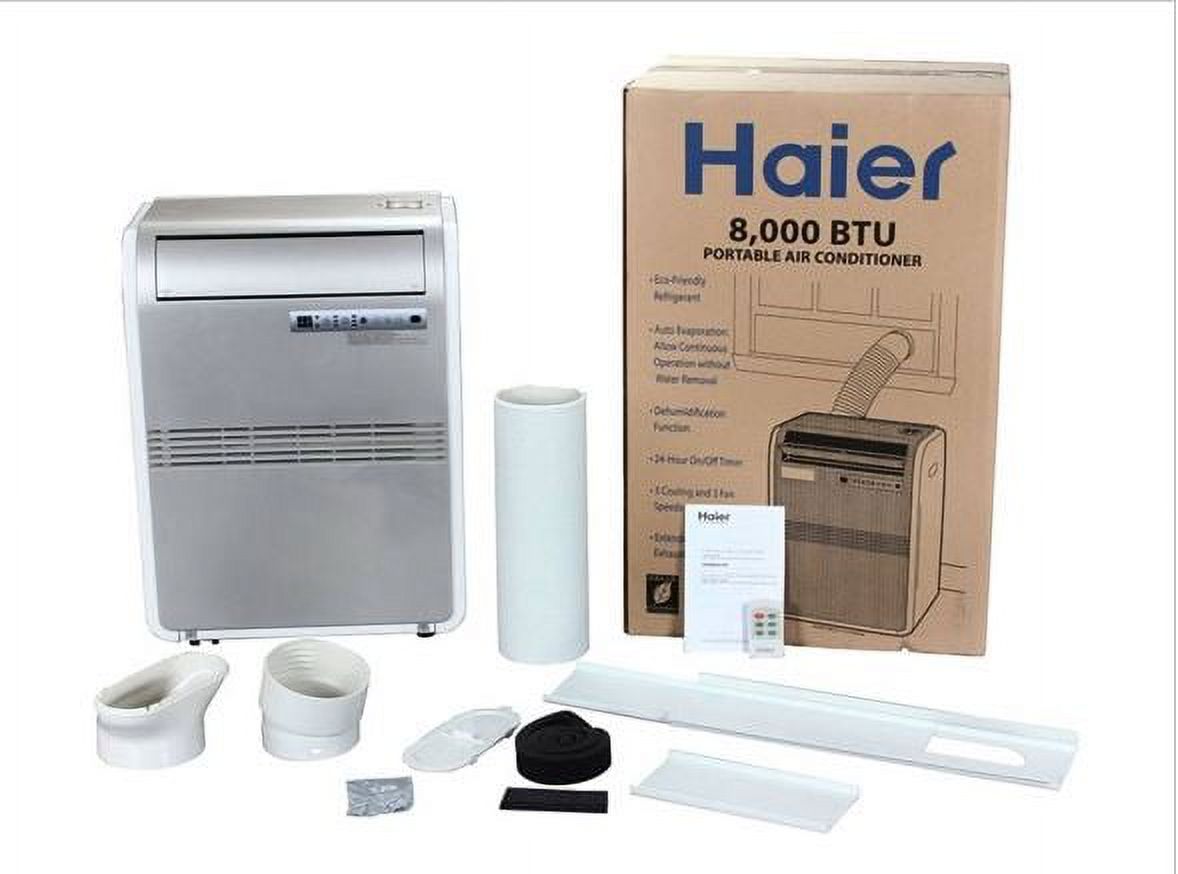 Restored Haier 8,000 BTU Portable Air Conditioner 115-Volt with Remote, Silver (Refurbished) - image 3 of 4