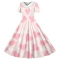 thumbnail image 5 of Girls' Dresses Short Sleeve Summer Vacation Dress Cute Graphic Turndown Collar A Line Dress Size 5-14, 5 of 6