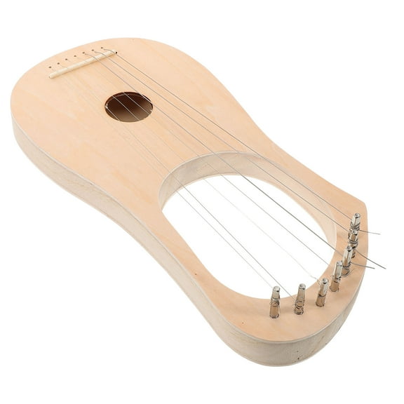 LABSERRON 1Set Diy Wooden Lyre Harp Kit For Performances Tunable Strings Light Yellow 12.8X6.1X1.1In