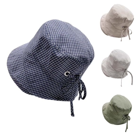LILIYA Women's Summer Plaid Bucket Hat Quick-Drying Lightweight Packable Elegant Sun Hat Casual Beach UV Protection Fishing Travel Hat