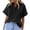 Black, variant on Raeneomay Button Down Shirts for Women Solid V-Ncek Short Sleeved Solid Color Short Sleeved Solid Color Double Pocket Pullover Shirt Loose Cotton Linen Shirt Short Sleeved V-Ncek Top/Shirt