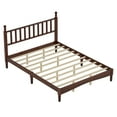thumbnail image 4 of Noble House Queen Size Wood Platform Bed with Gourd-Shaped Headboard, Retro Wooden Bed Frame with Slat Support, Walnut, 4 of 8