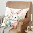 thumbnail image 6 of Uutvery Easter Pillow Cover, 17.72x17.72 Inch Fabric Cushion Cover with Easter Egg Rabbit Print, Home Holiday Decoration for Sofa Bed Living Room, 6 of 6