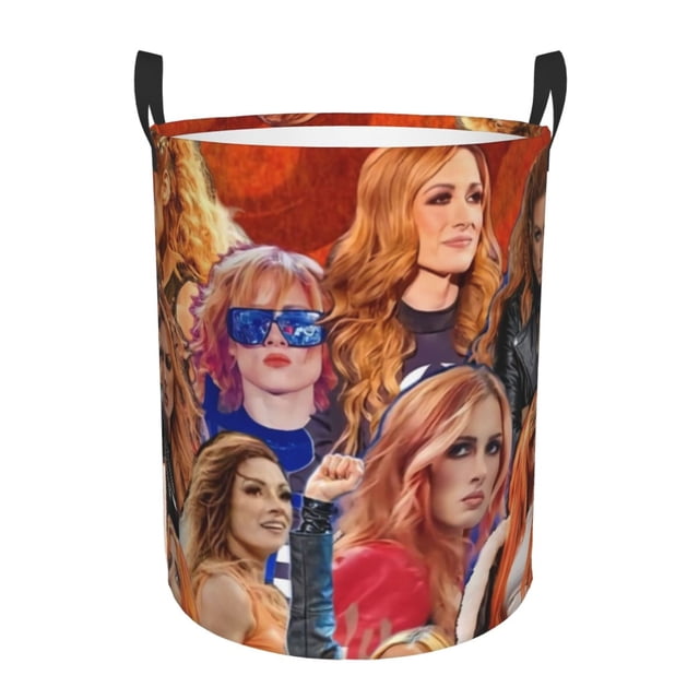 Cesto circular Becky Lynch, cesto para ropa plegable impermeable con asas, organizador ligero para guardar ropa de juguete para el hogar, dormitorio, sala de estar, baño, dormitorio mediano