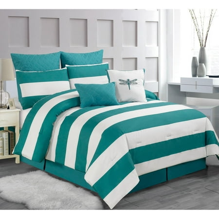Delia Stripe Printed 7 Piece Comforter Set By Duck River Delia Stripe Printed 7 Piece Comforter Set By Duck River Textile