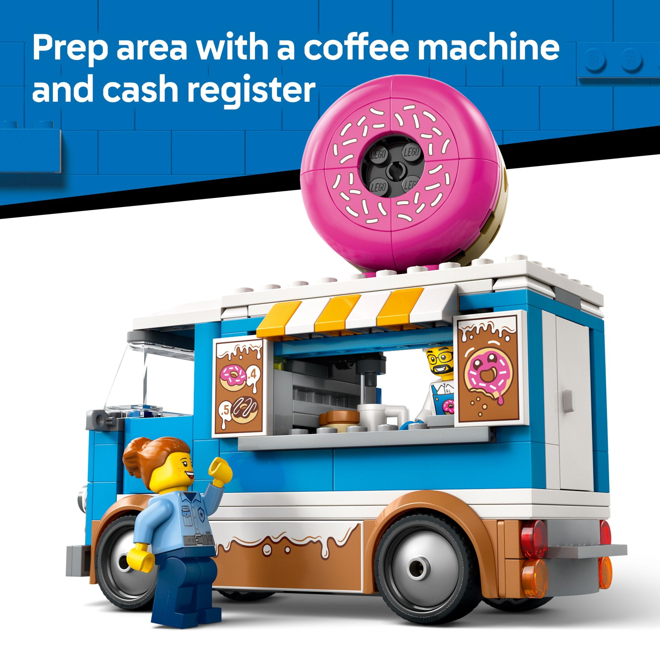 LEGO City Donut Truck Toy  Building Toy for Kids, Boys & Girls, Ages 5+  Mobile Donut Stand With 2 M(图5)