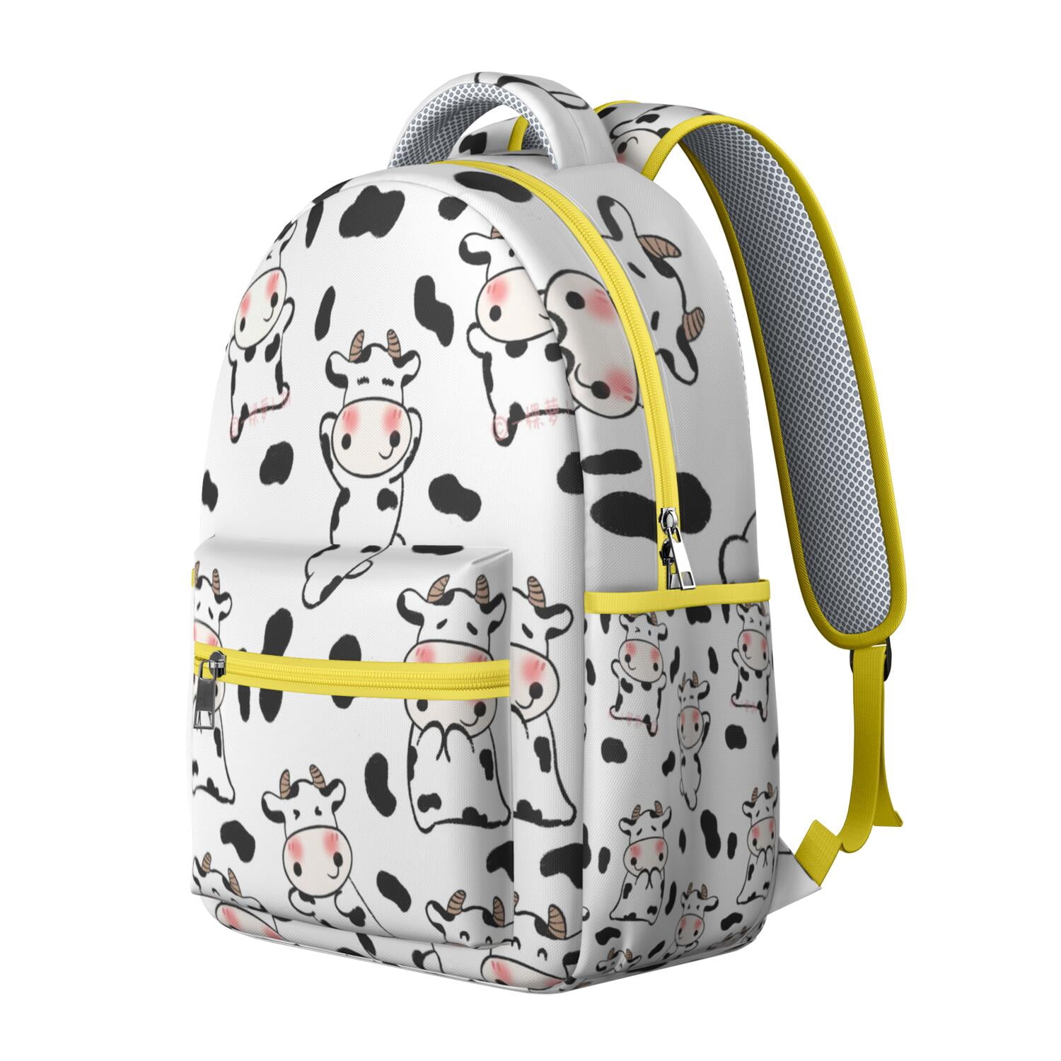 Cow Print Waterproof Bookbag - Stylish School Bag with Funny Highland Cow Pattern, Breathable & Spinal Support Design for Commuters