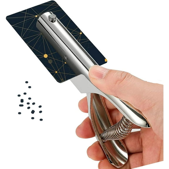 ABCISI 1/8 Inch Single Hole Punch - 2 Inch Reach Deep Throat Heavy Duty Paper Punch - Portable Hand Held Long Reach for ID PVC Cards Plastic Cardboard Photos