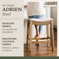 thumbnail image 2 of Maven Lane Adrien Backless Saddle Kitchen Stool, Natural Wood, Set of 2, 2 of 6
