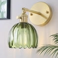 thumbnail image 4 of More Change Wall Sconces Set of Two Hardwired, Vintage Wall Sconce Light with Tulip Green Glass Lampshade, Bathroom Wall Sconces, 4 of 8