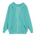 thumbnail image 6 of Zip up Hoodie Women Fall Fashion Y2K Lightweight Sport Jackets Long Sleeve Baggy Oversized Hooded Sweatshirts Blue M, 6 of 6