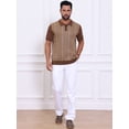 thumbnail image 2 of DARING DIVA Men's Houndstooth Summer Short Sleeve Casual Knit Polo Shirt M Brown, 2 of 7