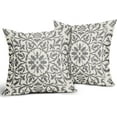 thumbnail image 2 of Light Grey Ethnic Boho Pillow Covers 16 X 16 Inch Bohemian Carpet Style Vintage Gray Flower Print Decorative Throw Pillows Outdoor Linen Square Cushion Case Farmhouse Decor for Home Sofa Bed Set of 2, 2 of 6