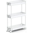 thumbnail image 5 of SOYO 3 Tier Slim Rolling Storage Cart, Mobile Shelving Unit Bathroom Organizer Utility Cart for Kitchen, Laundry Room Organization, Narrow Places(White), 5 of 9