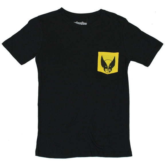 Wolverine (Marvel Comics) Mens T-Shirt  - Yellow Face Pocket Image (Small)
