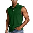 thumbnail image 3 of LIBRCLO Sleeveless Polo Shirts for Men, Classic Solid Color Tank Tops Work Casual Golf Summer Tank Tops Green 3XL, 3 of 7