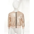 thumbnail image 3 of iEFiEL Kids Little Girls Toddlers Sequins Jacket Long Sleeve Zip Up Outerwear for Jazz Dance Stage Performance Pink 3T/2-3, 3 of 7