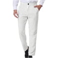 thumbnail image 1 of Puntoco Pantalones de traje casuales con botones y bolsillos con estampado de rayas rectas para hombre, 1 of 5