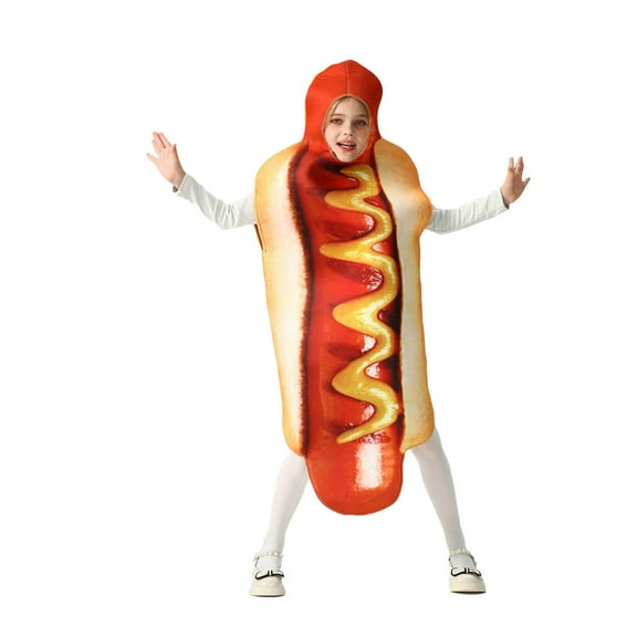 Odeerbi Toddler Girls Halloween Dresses Stage Performance Dress Outfits Children's Hot Dog Party Interest Outfit Orange