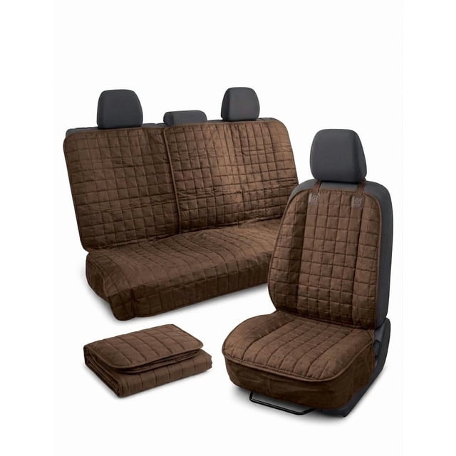 Funda Cubreasientos Acolchada para Auto y Camioneta - Protector de Asientos Delanteros y Traseros Impermeable - Color Café