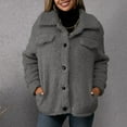 thumbnail image 6 of Zedker Women's Casual Fuzzy Faux Shearling Coat Warm Fleece Jackets Outwear,Plus Size Dark GrayM, 6 of 7