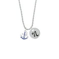 thumbnail image 2 of Delight Jewelry Silvertone Blue Crystal Anchor Silvertone Script Initial Disc - N - Charm Necklace, 20"+3", 2 of 4