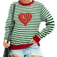 thumbnail image 6 of ICHUANYI Womens Striped Heart Print Oversized Sweatshirt Color Block Crew Neck Long Sleeve Casual Loose Pullover Top Sweatshirts, 6 of 6