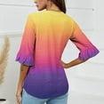 thumbnail image 3 of Women;s Summer Tunic Tops for Teens Loose Casual Ruffle Sleeve Tie Dye Shirts Casual Trendy 3/4 Length Sleeve V Neck Blouses Soft Comfy Crohet Business Tees Top 2025, 3 of 5
