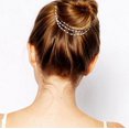 thumbnail image 3 of Punk Hair Cuff Pin Clip 2 Peines Multicapa Borlas Cadenas de perlas artificiales Decorar Pinza para el cabello Sombreros Brim Clips Boho Meatball Head Accesorios TUNC Sencillez, 3 of 5
