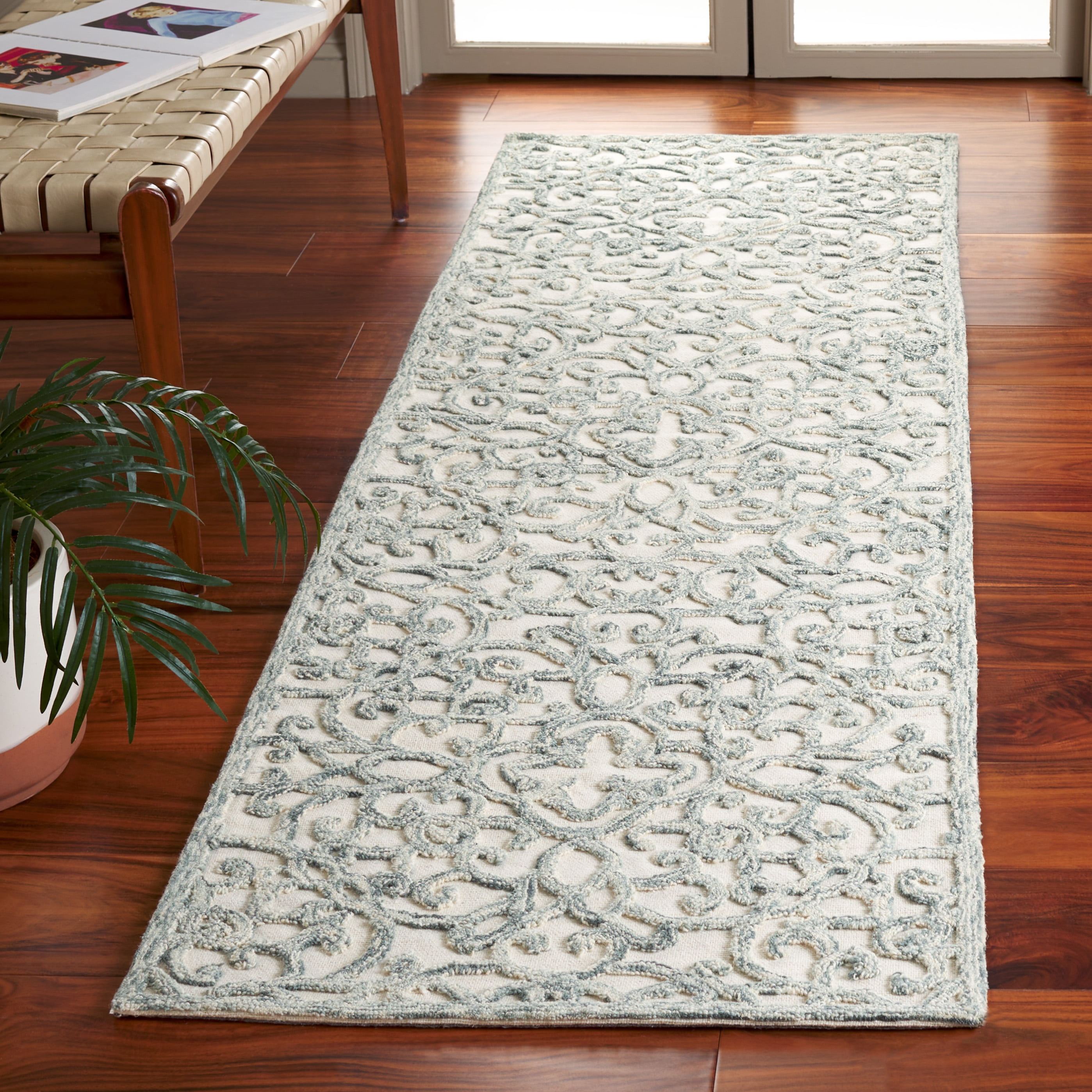 SAFAVIEH Trace Bryan Geometric Runner Rug, Charcoal/Ivory, 2'3" x 6'