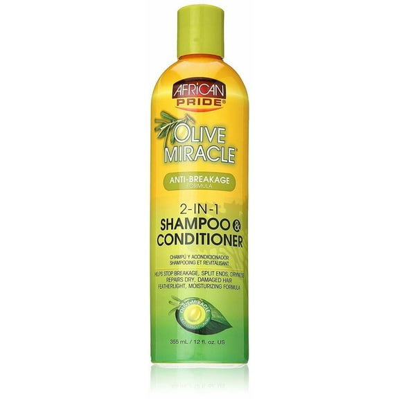 African Pride Olive Miracle 2-In-1 Shampoo & Conditioner Anti-Breakage Formula, 12 Oz