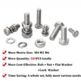thumbnail image 5 of 584pcs M4/M5/M6 Heavy Duty Flat Hex Head Screws Bolts and Nuts Kit, Metric 304 Stainless Steel Screws Assortment Kit(Silver), 5 of 8
