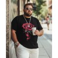 thumbnail image 5 of Men's T Shirts, Romantic Dark Red Ribbon Rose Floral T-Shirt for Men Crew Neck Tees Cotton Tops, Black, M, 5 of 9