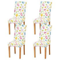 Yayeee 4 Pack Dining Chair Covers Stretch Parson Chairs Slipcovers Seat Protector, Colorful Easter Eggs