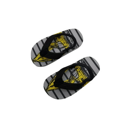 

Ymiytan Child Sandals Cartoon Thong Beach Flip Flops Outdoor Comfortable Breathable Slip On Flat Sandal Excavator-Gray 11.5c