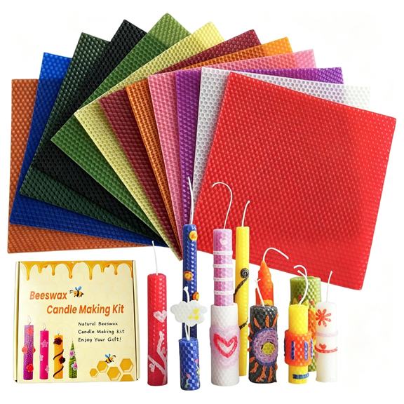 NEXIMO 12 Colors Beeswax Sheets for Rolling Candle 8" X 8" Beeswax Sheets for Candle Making Beeswax Candle Making Kit Candle Making Kit Candle Rolling Kit Diy Candle Maker
