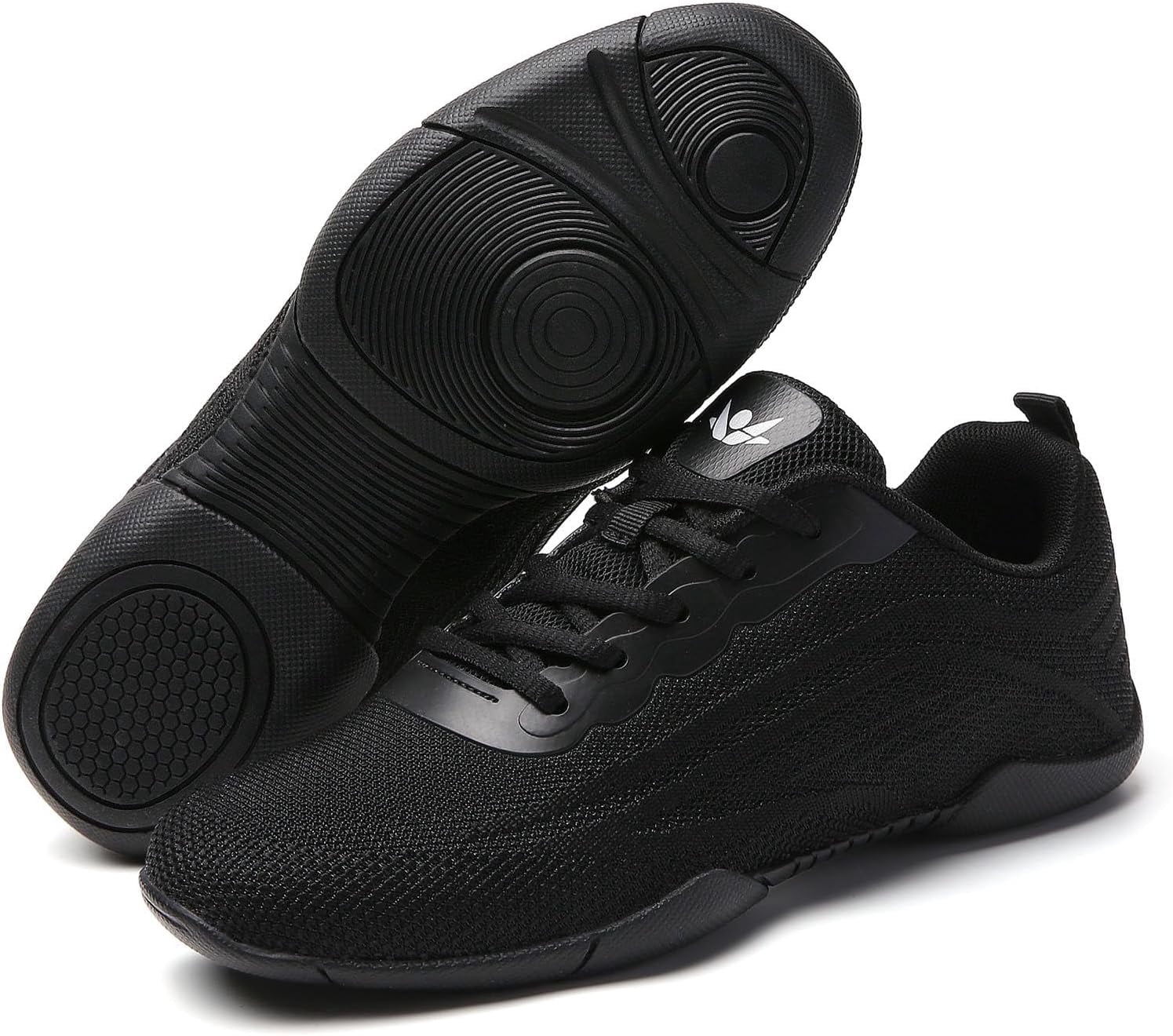 Cheer Shoes Women White Black Cheerleading Dance Sneakers for Cheer Practice and Competition, Athletic Flat Walking Tennis Shoes for Adults