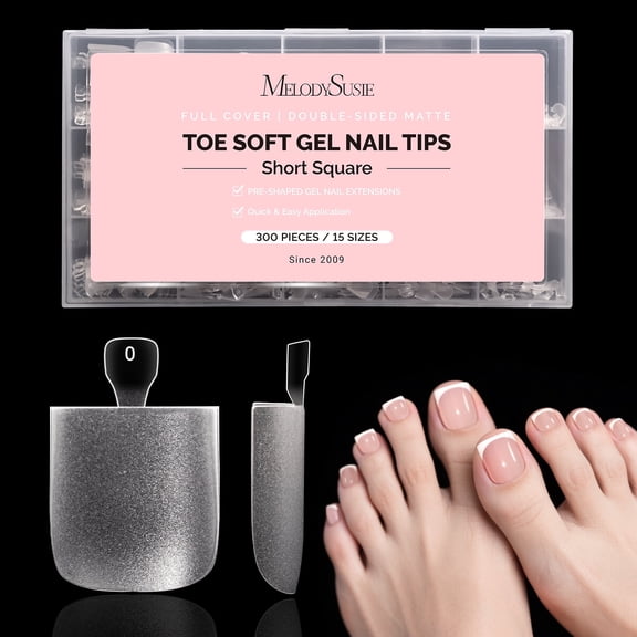MelodySusie Square Toe Nail Tips - 300Pcs 15 Sizes Clear Acrylic, Full Matte Full Cover Press on Nails for DIY Extension & Salon Use,Pre-Shaped for Long-Lasting Manicure