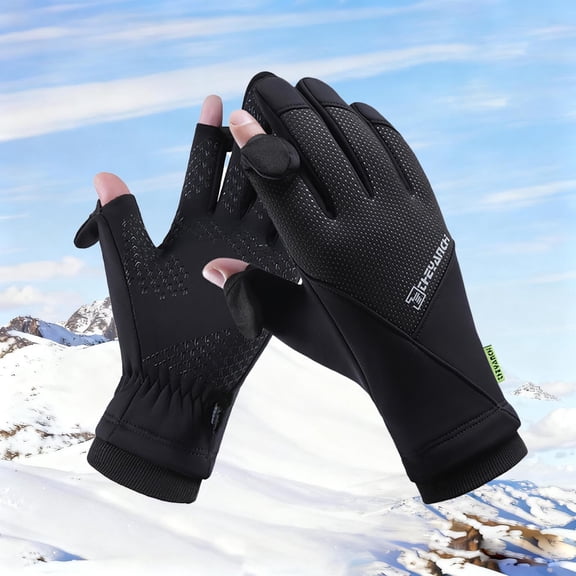 Warm Gloves Thermal Anti- Touchscreen Windproof Waterproof Hiking Skiing Winter Mittens Black L