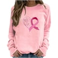 thumbnail image 1 of Jsaierl Sweat-Shirt de Sensibilisation au Cancer du Sein pour Femmes Ruban Rose Cœur Graphique Manches Longues Col Rond Pull Inspirant, 1 of 2
