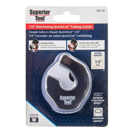 Superior Tool Tube Cutter,Ratcheting,3"L,Plastic/Steel 35112