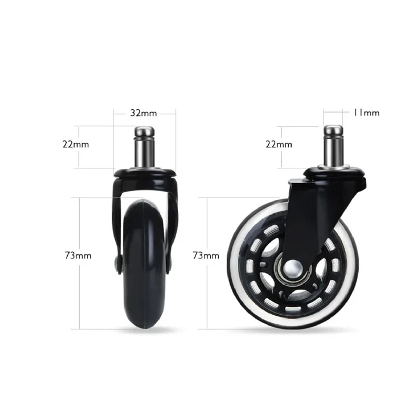 5PCS Office Chair Caster Wheels 3 Inch Swivel Rubber Caster Wheels Replacement Soft Safe Rollers Furniture Hardware ,Easy to Install