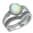thumbnail image 4 of LaRaso & Co His Her Wedding Ring Set Silver Opal CZ Engagement TRIO Set Him Her 6/10, 4 of 7