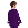 thumbnail image 3 of inlzdz Kids Boys Metallic Cross Praise Pullover Dance Top Long Sleeve Worship Liturgical Dance Patchwork Shirt Purple 12, 3 of 5