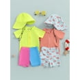 thumbnail image 3 of BemeyourBBs Toddler Baby Boy Girl 2 Pieces Swimsuit with Sun Hat Newborn Infant Bathing Suit Short Sleeve Rash Guard Set Zipper Swim Tops and Turtle Crab Dinosaur Print Swimming Trunks Shorts Set, 3 of 9